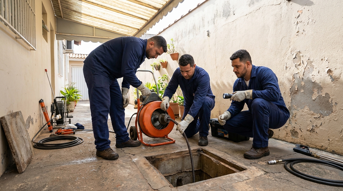 Desentupimento de esgoto com hidrojateamento em Campina Grande‑PB