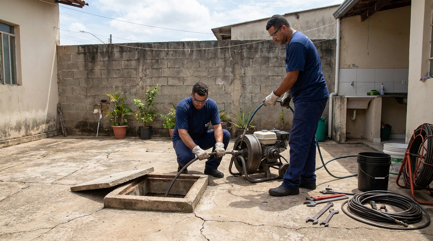 Desentupimento de esgoto residencial em Campina Grande‑PB