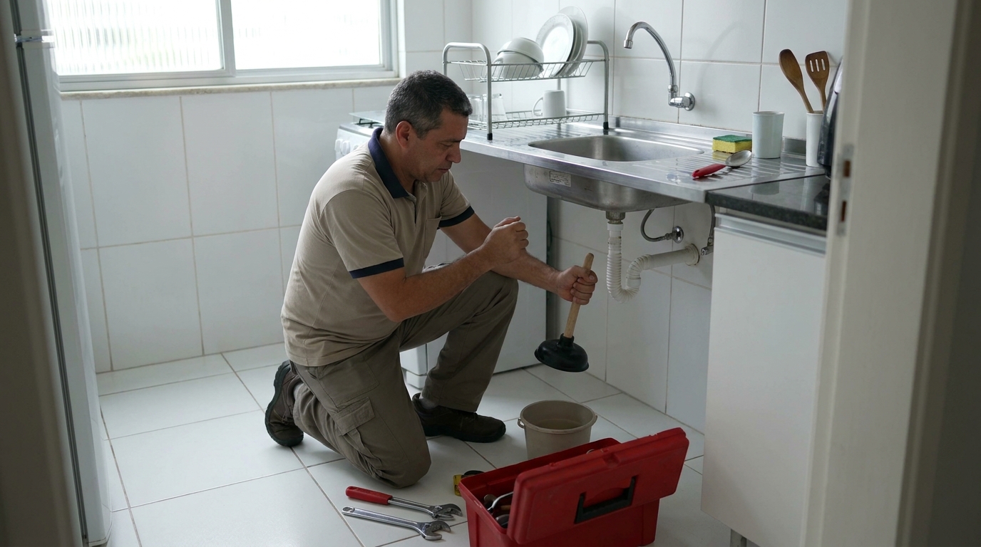 Desentupimento de pia residencial em Campina Grande‑PB