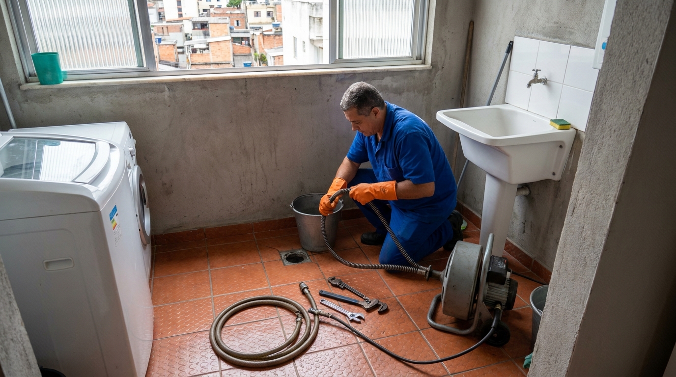 Desentupimento de ralo com equipamento em Campina Grande‑PB