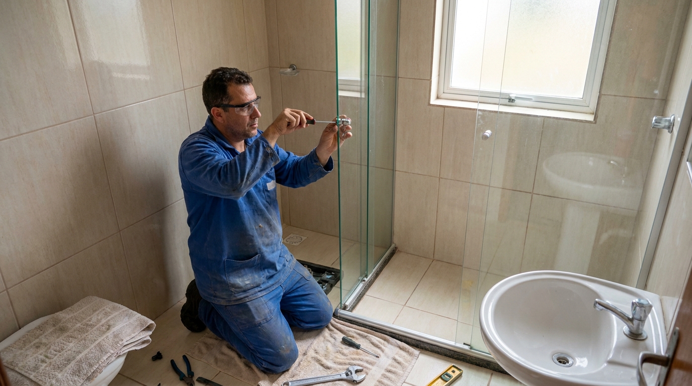 Técnico realizando manutenção de box em Campina Grande‑PB